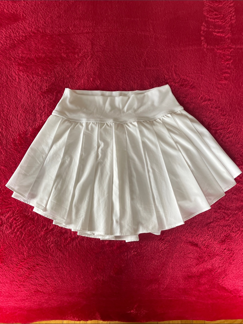 aerie White Pleated Skater Skirt